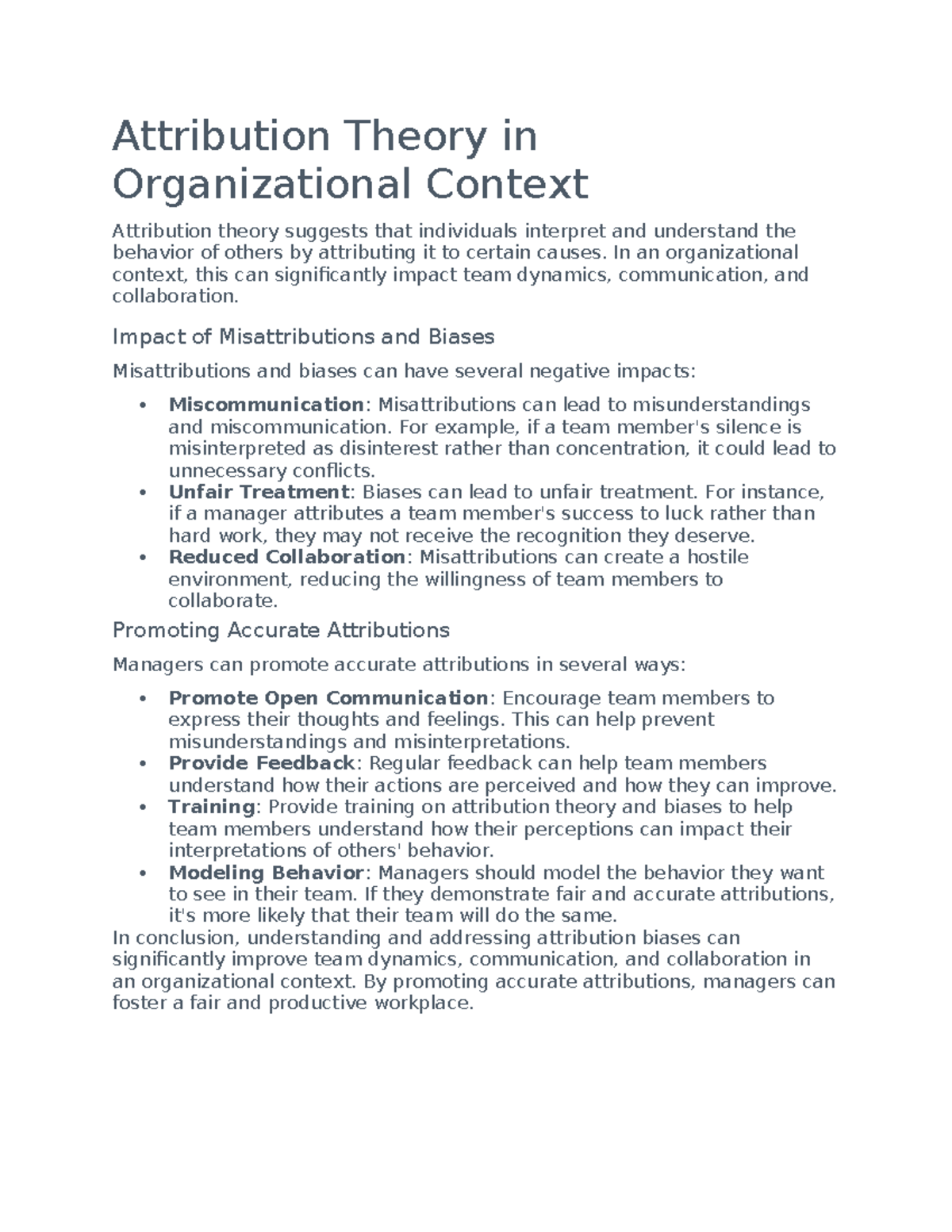 Document 1 - Attribution Theory in Organizational Context Attribution ...