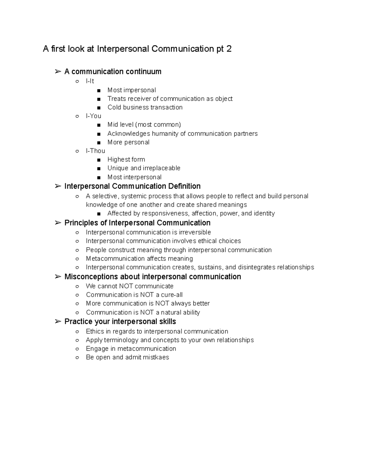 Chapter 1: A First Look At Interpersonal Communication Part Two - A ...