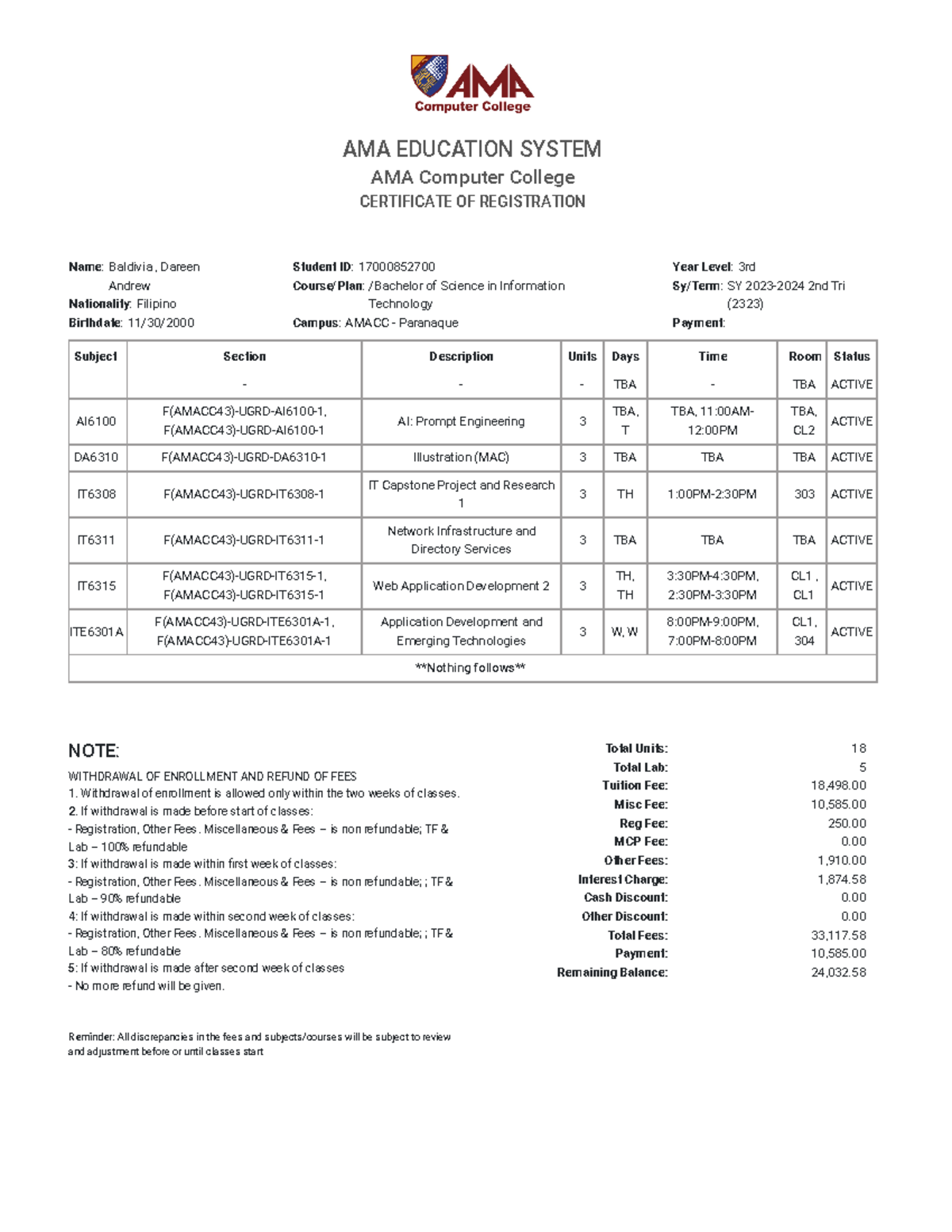 Student Assesment 2 - AMA EDUCATION SYSTEM AMA Computer College ...