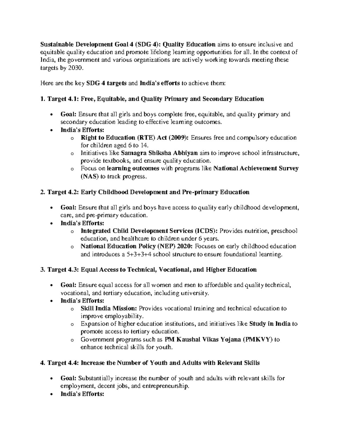 Sustainable Development Goal 4 & Goal 17 Targets - Sustainable ...