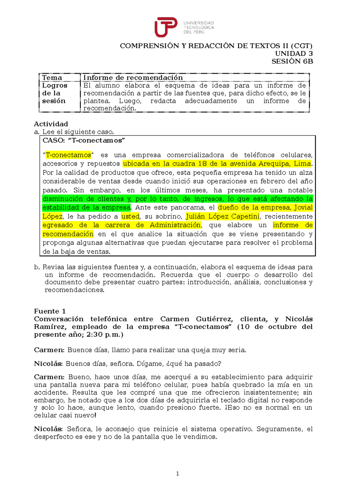 CRT2 Semana 6B (T-conectamos).docx - Resolucion - COMPRENSIÓN Y ...