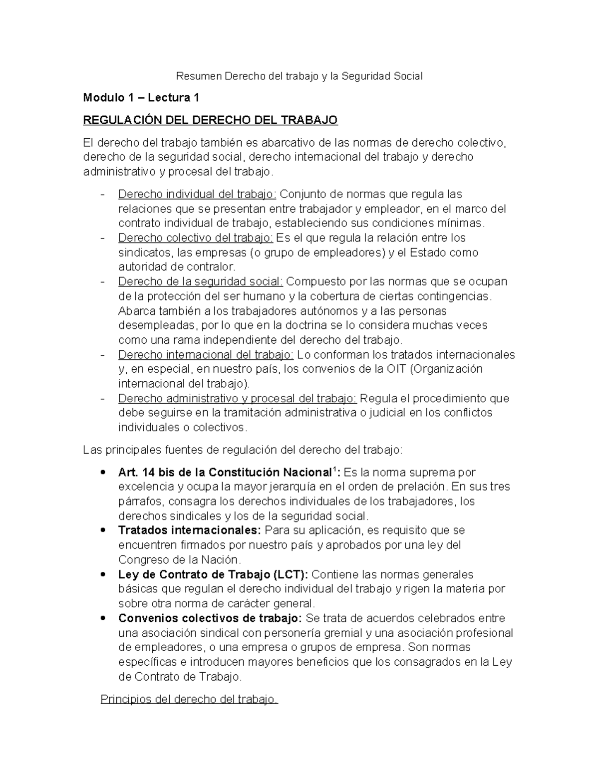 Resumen Derecho del trabajo y la Seguridad Social - Derecho individual ...