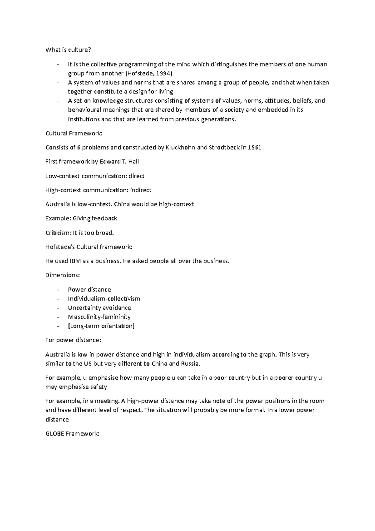Week 4 Lecture Notes - Culture - What is culture? It is the collective ...