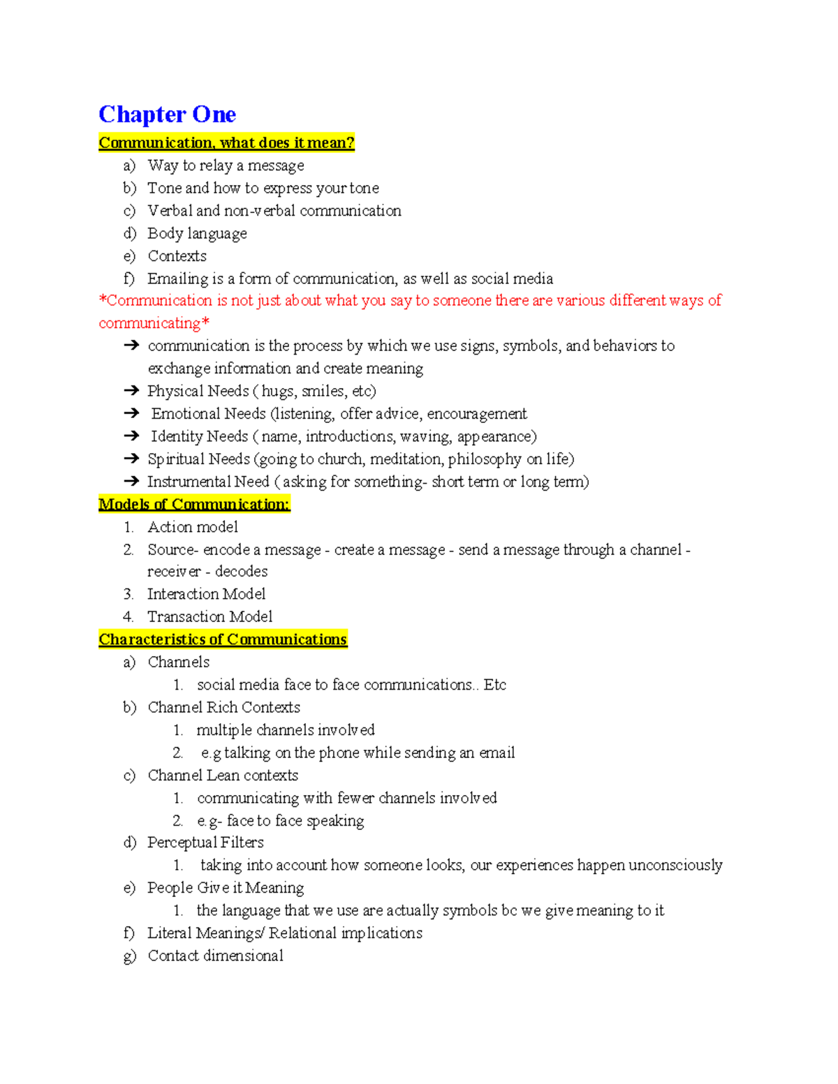 COM 100 - Lecture notes all - Chapter One Communication, what does it ...