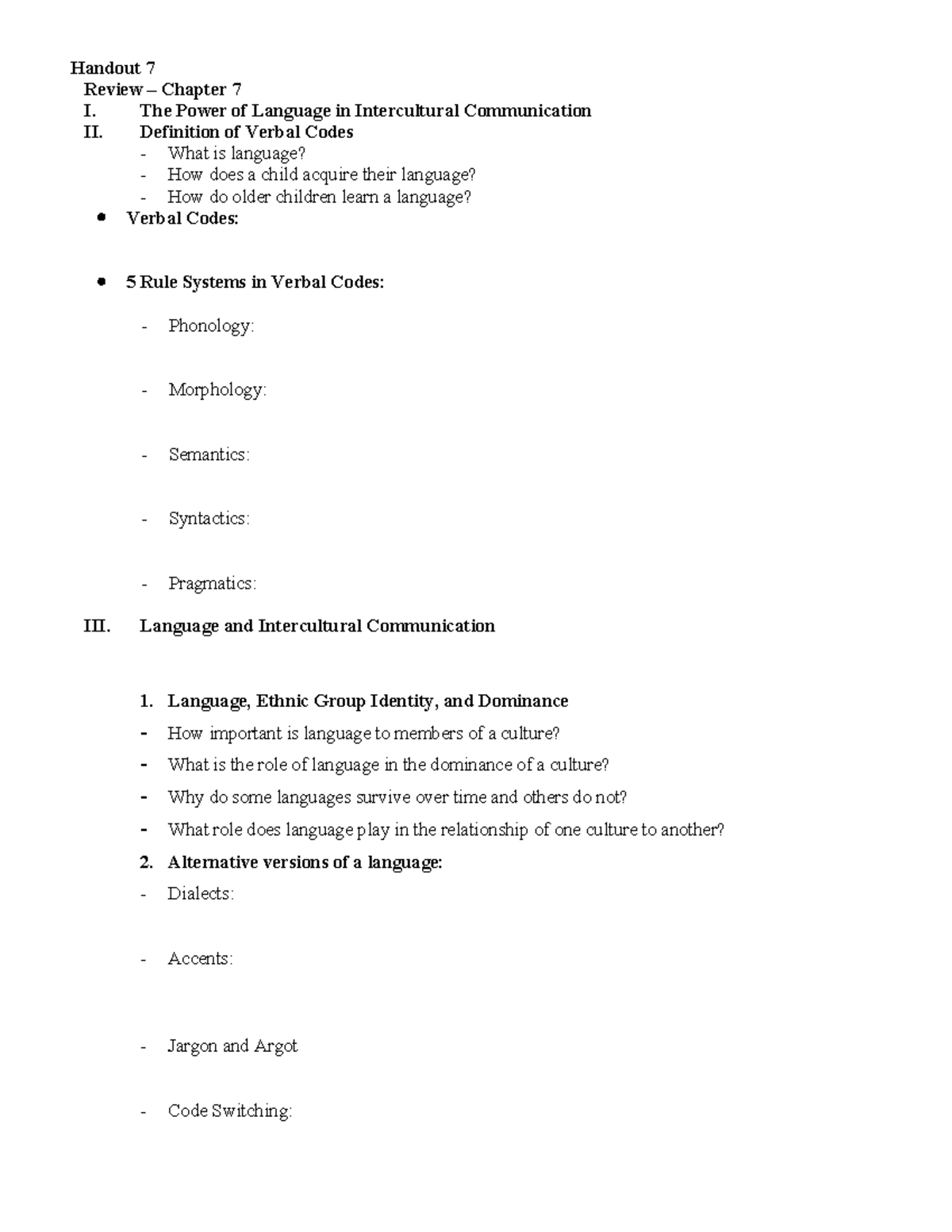 Gtlvh Handout 7 8 Chapter 7 8 Handout 7 Review Chapter 7 I The