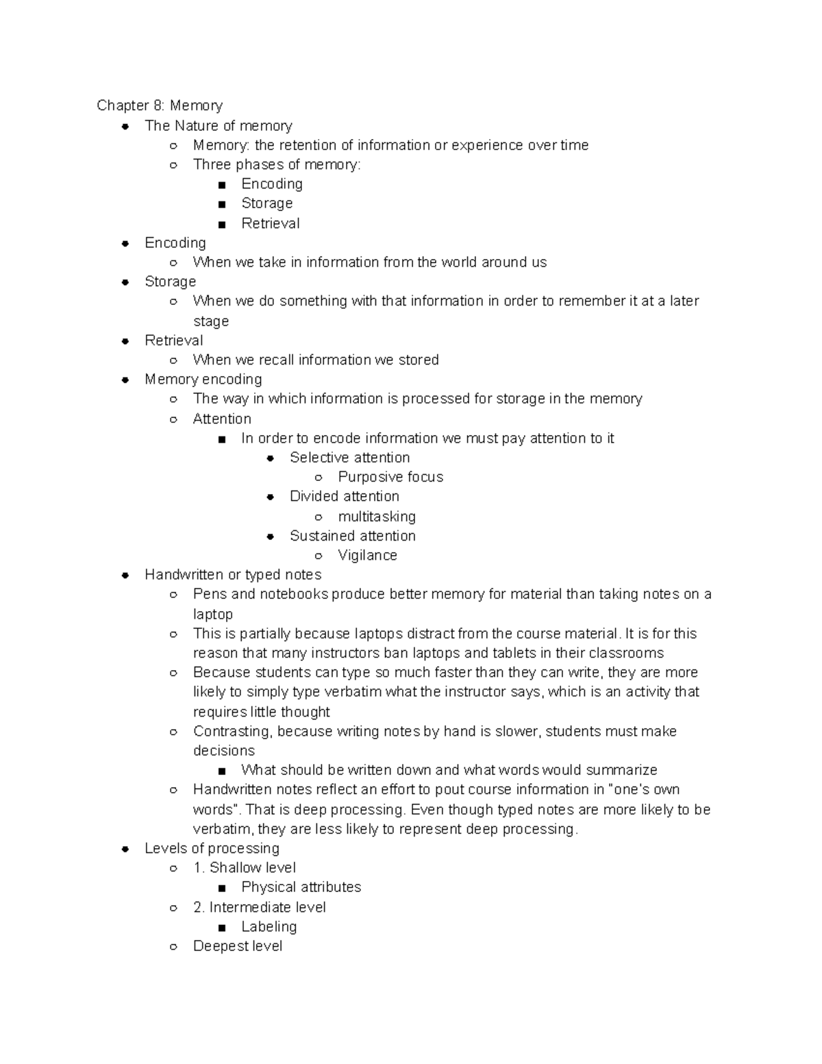 Psych Chap 8 - Chapter 8: Memory The Nature Of Memory Memory: The ...