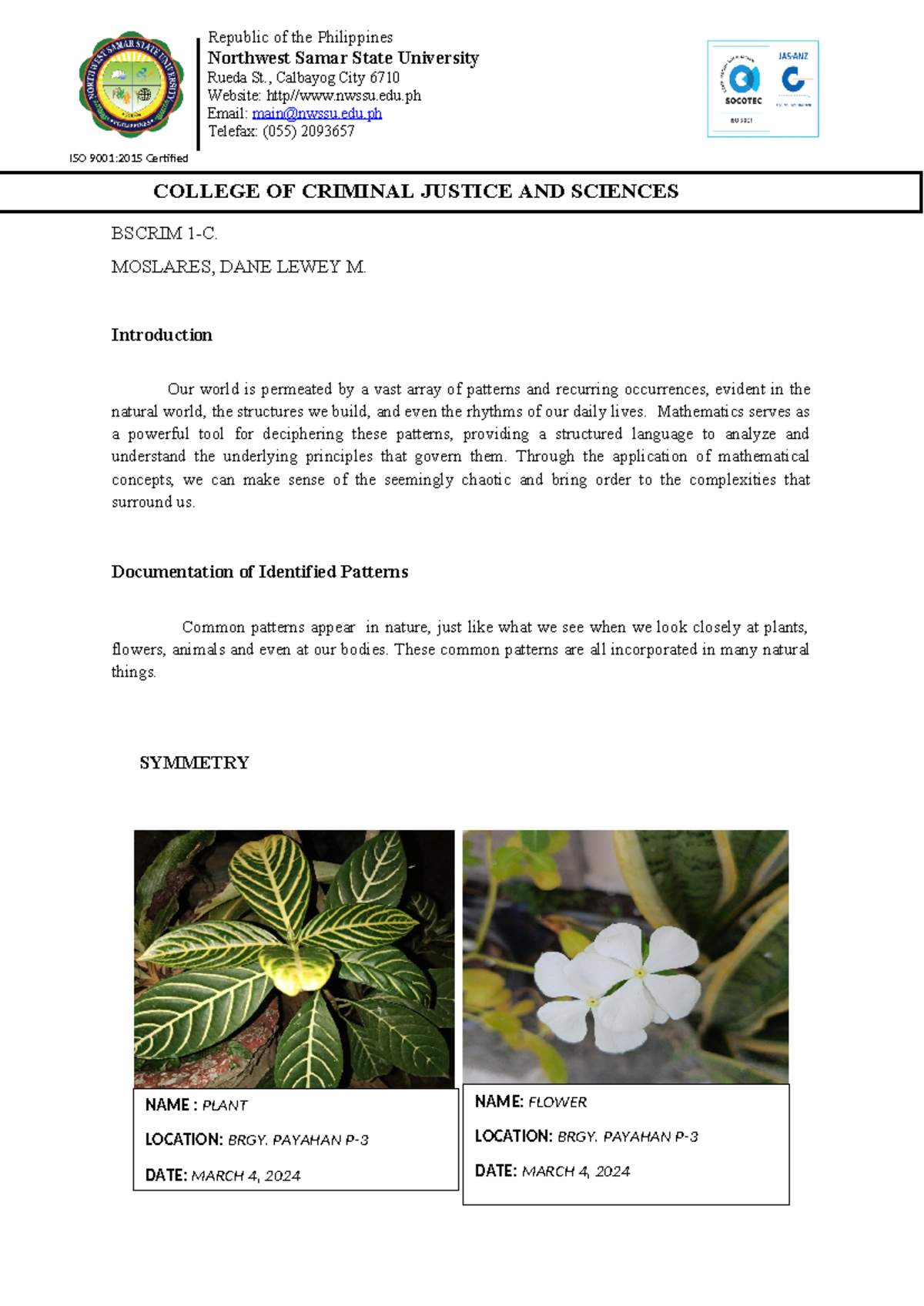 MATH - dawd32awdaw d0a v63aw2d3awdaw - COLLEGE OF CRIMINAL JUSTICE AND ...