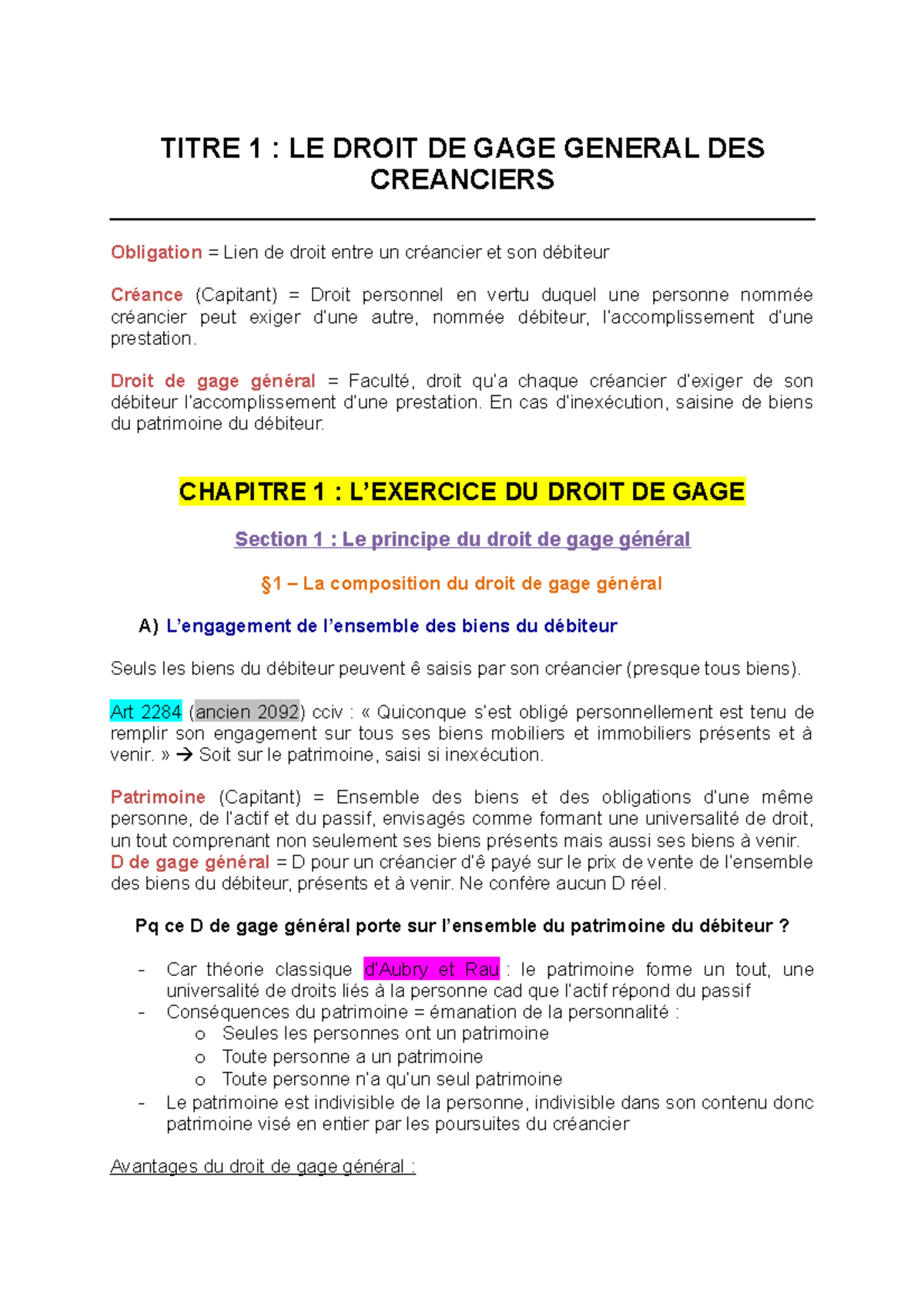 dissertation droit de gage