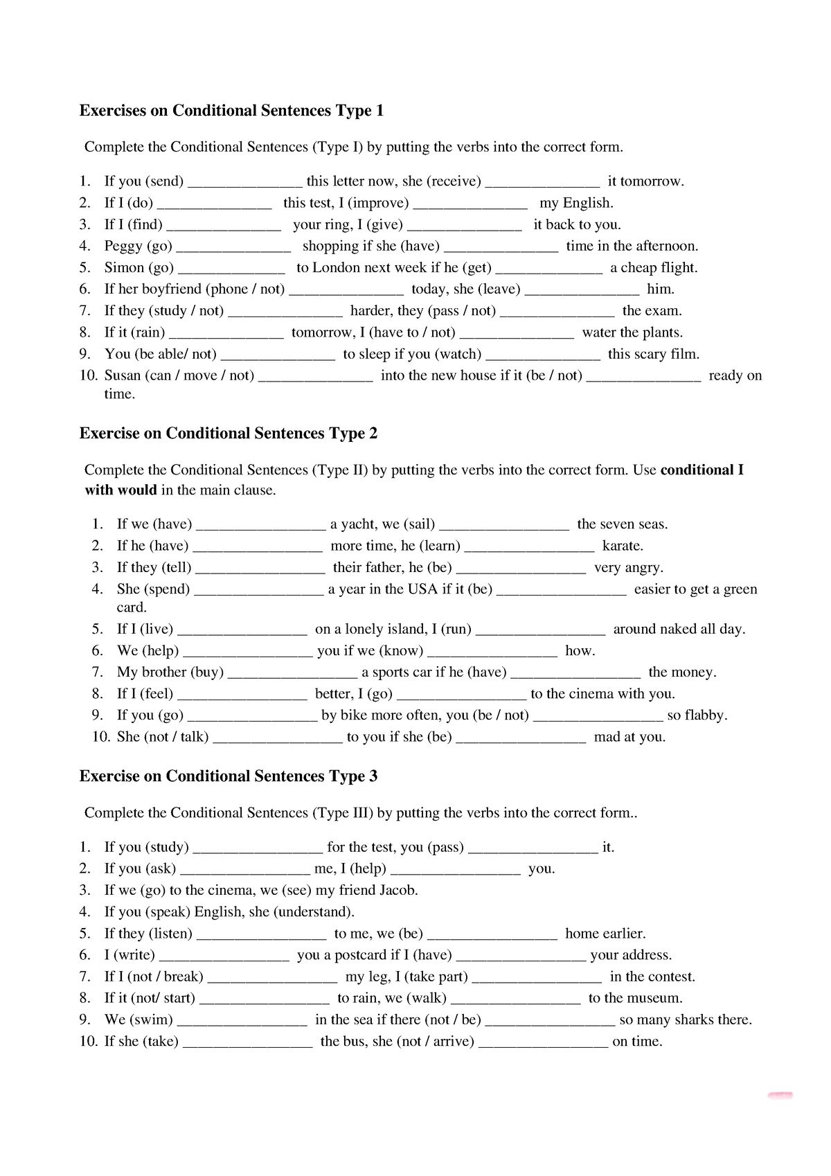 all-types-conditionals-exercises-on-conditional-sentences-type-1