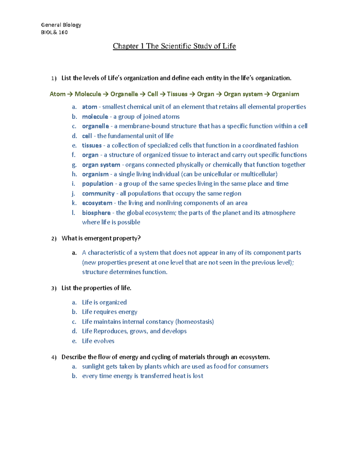 General Biology Chapter 1 - The Scientific Study Of Life - BIOL&160 ...