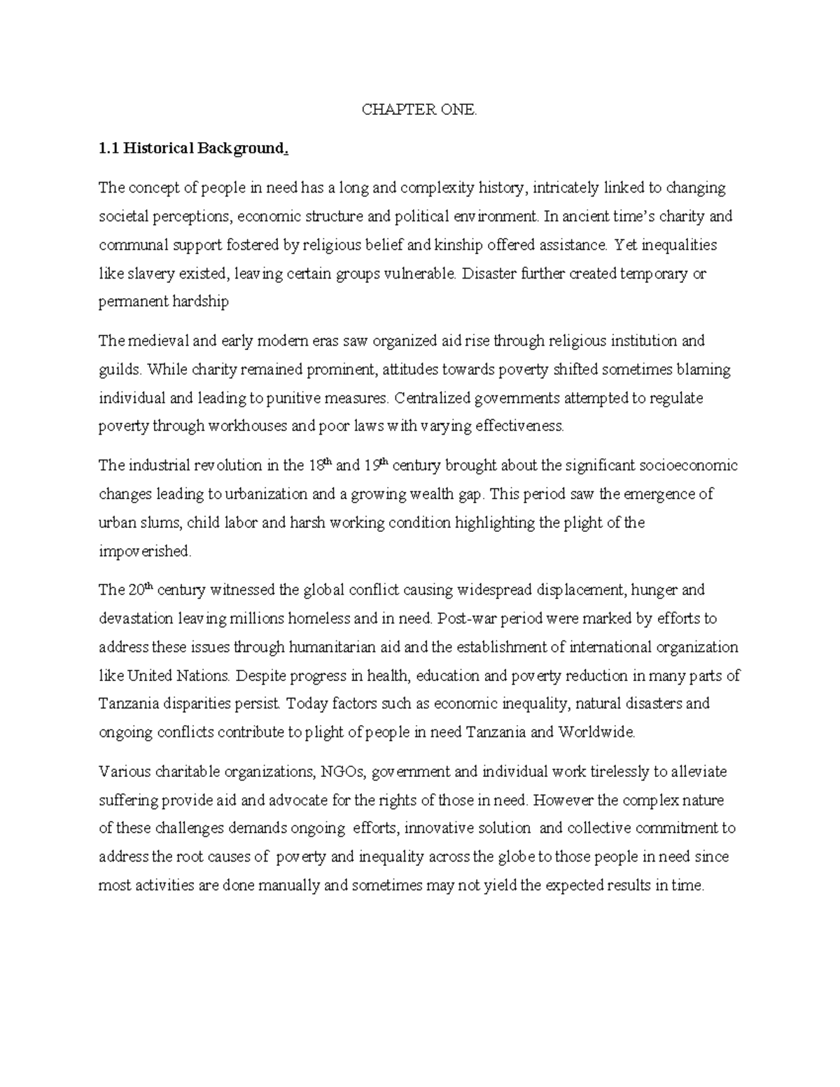 Bookchapter part one - CHAPTER ONE. 1 Historical Background. The ...