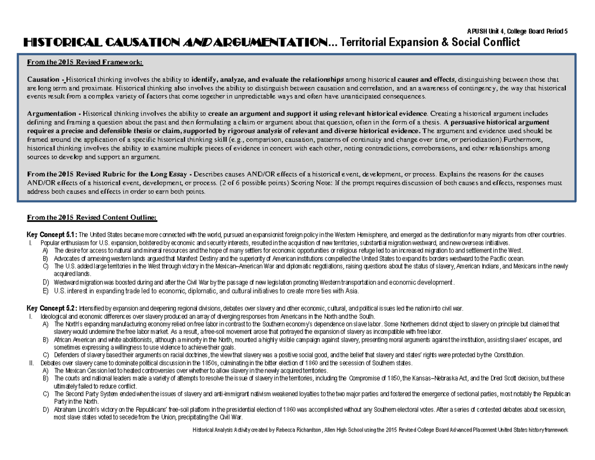Causation and Argumentation- Territorial Expansion and Social Conflict ...