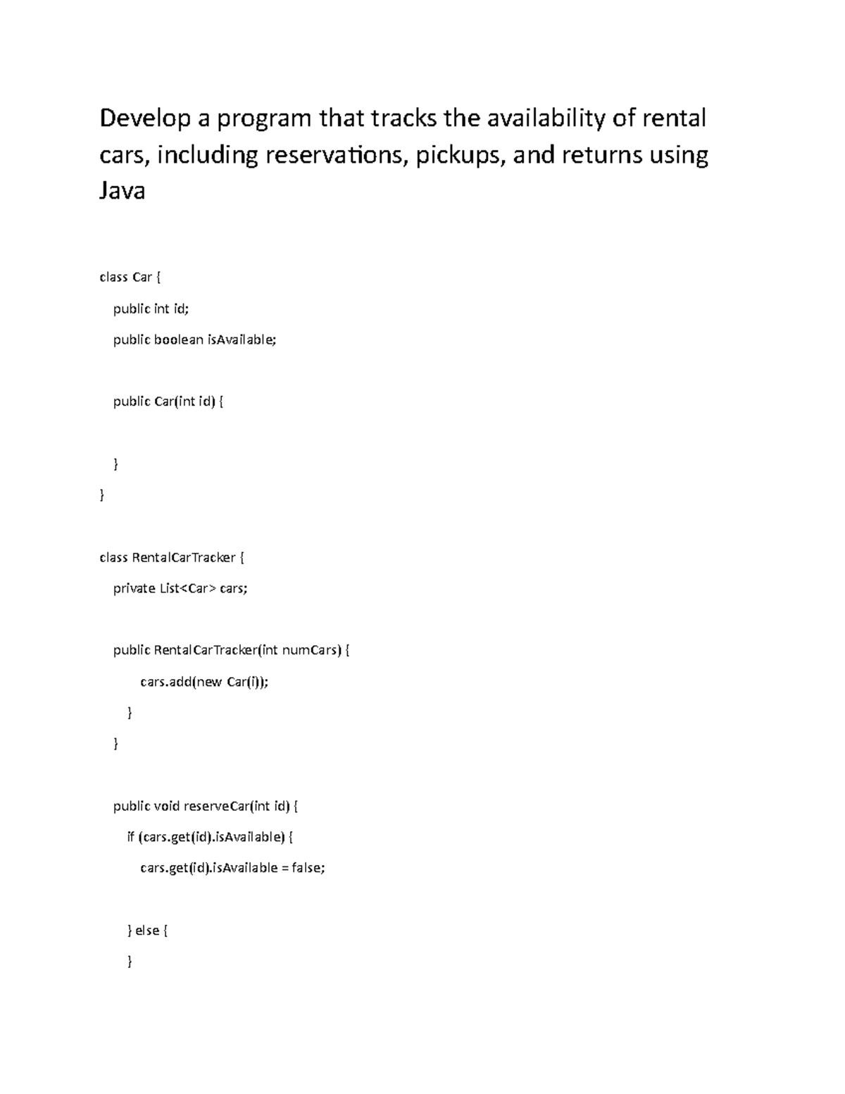 Comp6076rental 04java Develop a program that tracks the