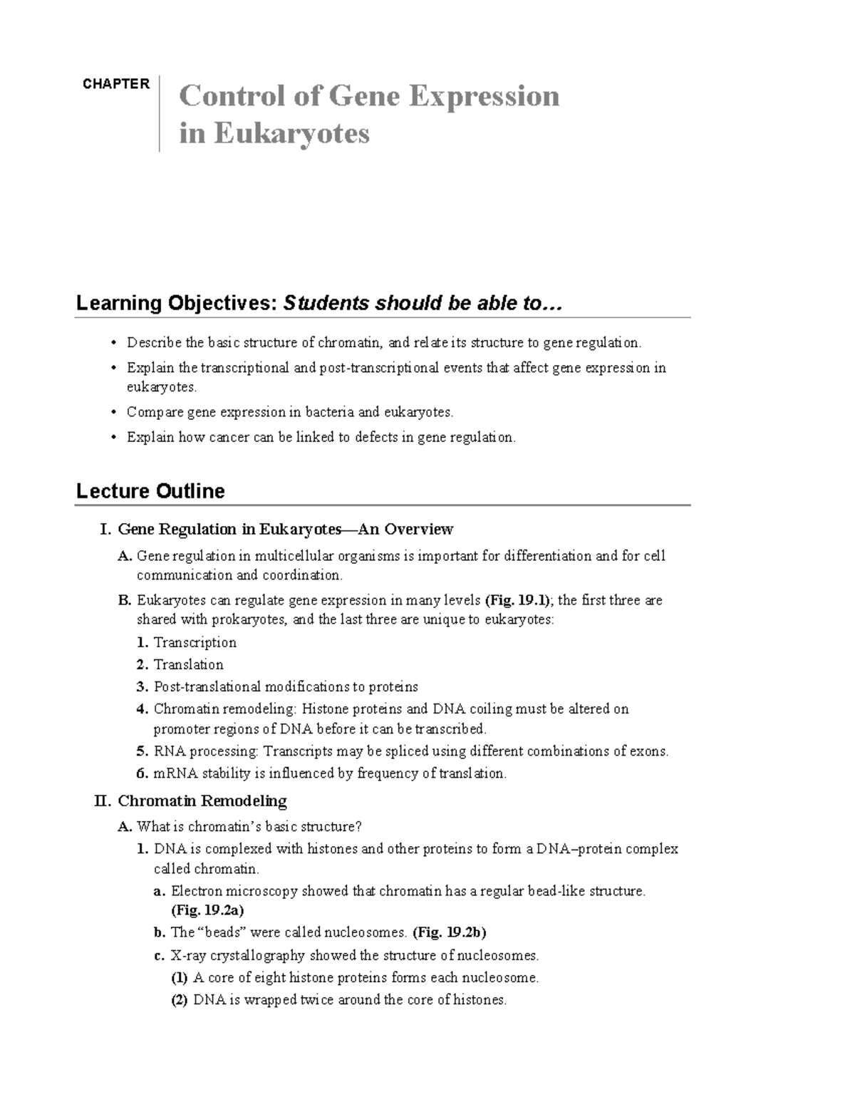 Chapter-19 Bio - Chapter 19 Lecture - CHAPTER 19 Control of Gene ...