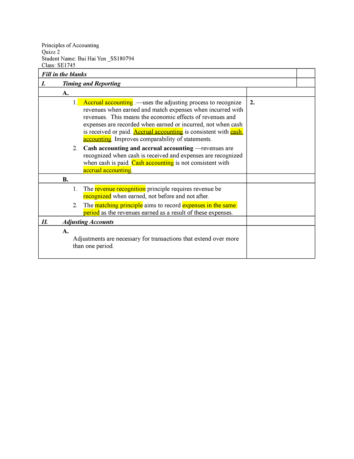 ACC101 QUIZ Test Sl1 SE1745 - Principles Of Accounting Quizz 2 Student ...