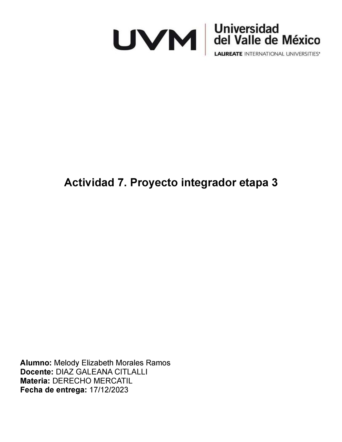 A#7MRME - Actividad 7 - Actividad 7. Proyecto Integrador Etapa 3 Alumno ...