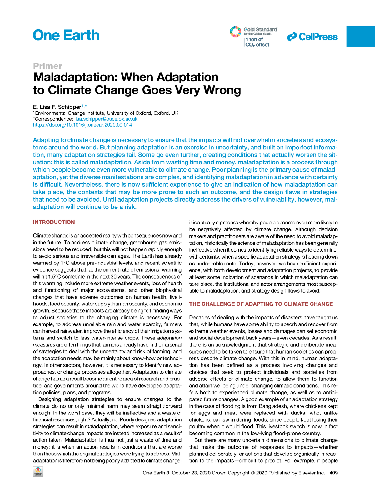 Clase 29 Schipper (2020) Maladaptation - Primer Maladaptation: When ...