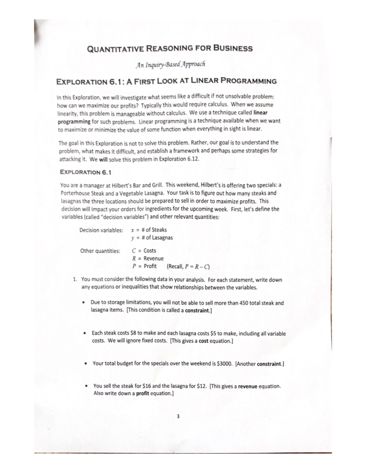 Quantitative Reasoning FOR Business 6 - MATH 381 - Studocu