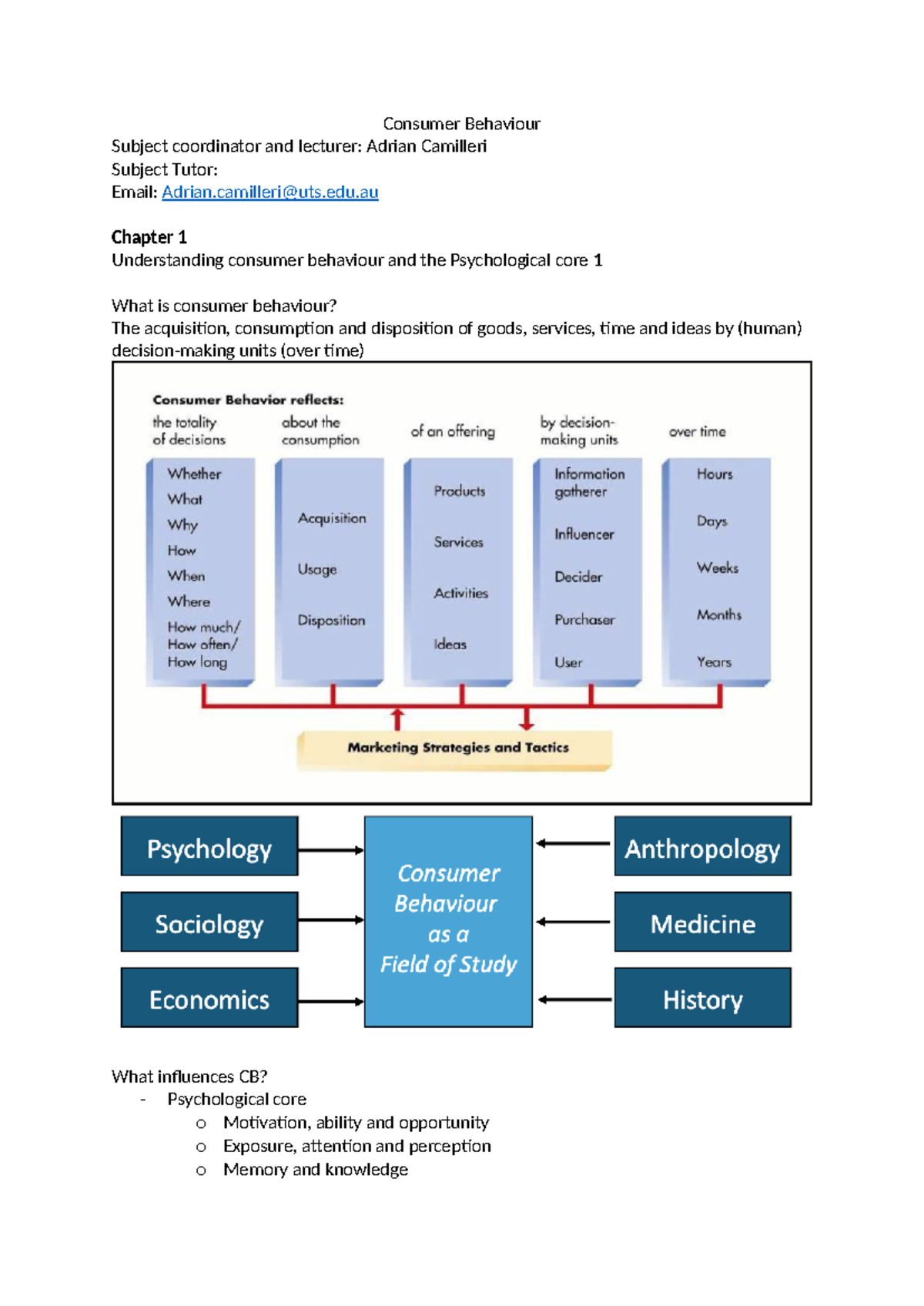 Consumer Behaviour lecture notes - Consumer Behaviour Subject ...