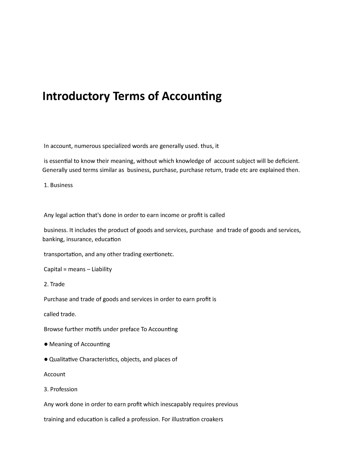 Introductory Terms Of Accounting - Thus, It Is Essential To Know Their ...