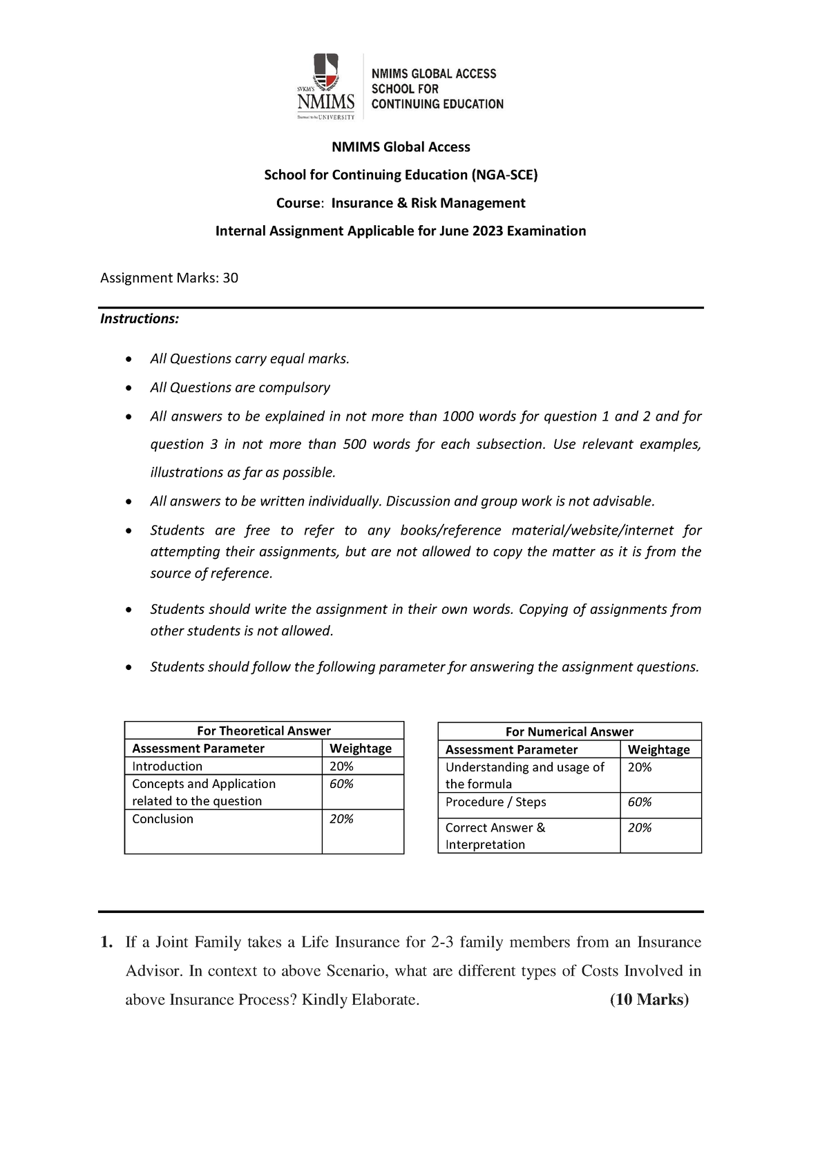 risk management and insurance assignment