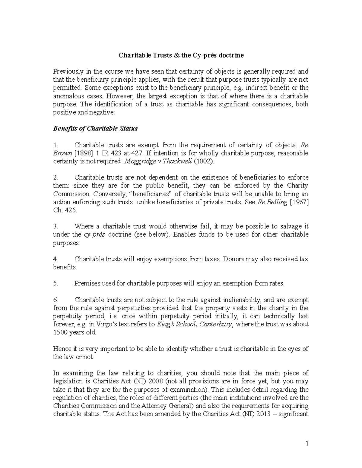 Charities and cy-pres combined - Charitable Trusts & the Cy-près ...