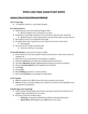 Psych 1X03 Chapter 1 Research Methods 1 & 2 - Chapter 1: Research ...