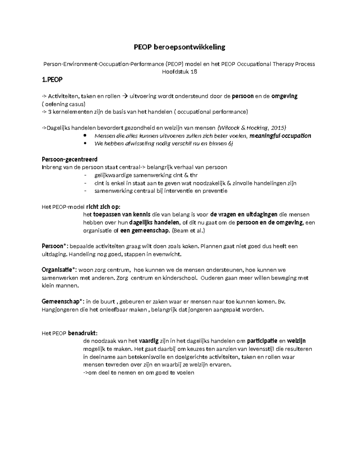 PEOP beroepsontwikkeling - PEOP beroepsontwikkeling Person-Environment ...