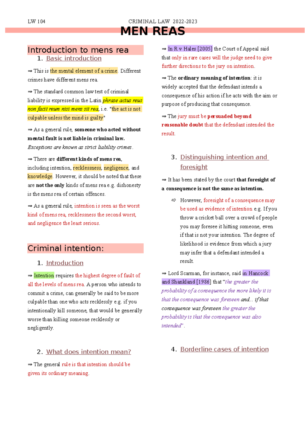 FR Men rea Men's Rea MEN REAS Introduction to mens rea 1. Basic