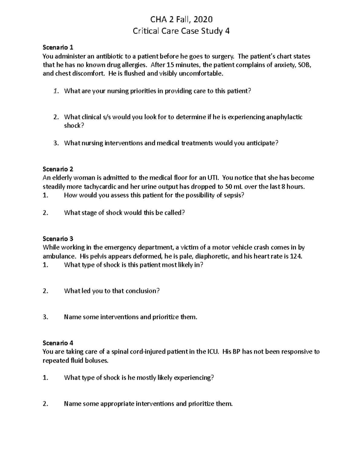 critical care unit case study