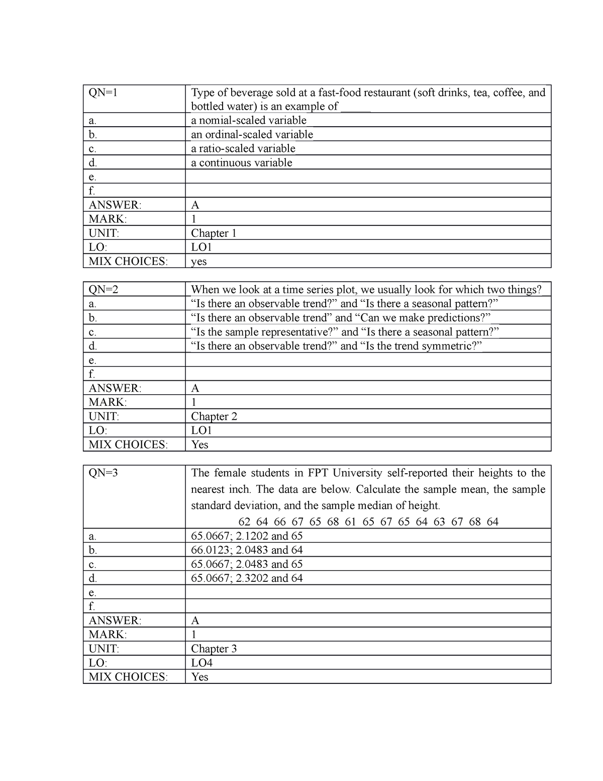 20 Questions MAS202 - B - Sample Exam - QN=1 Type Of Beverage Sold At A ...