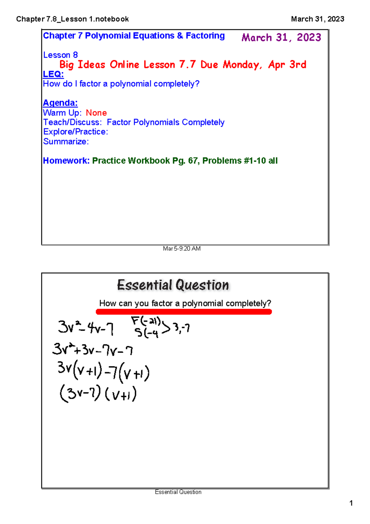 Chapter+7 - Chapter 7 - Mar 59:20 AM Chapter 7 Polynomial Equations ...