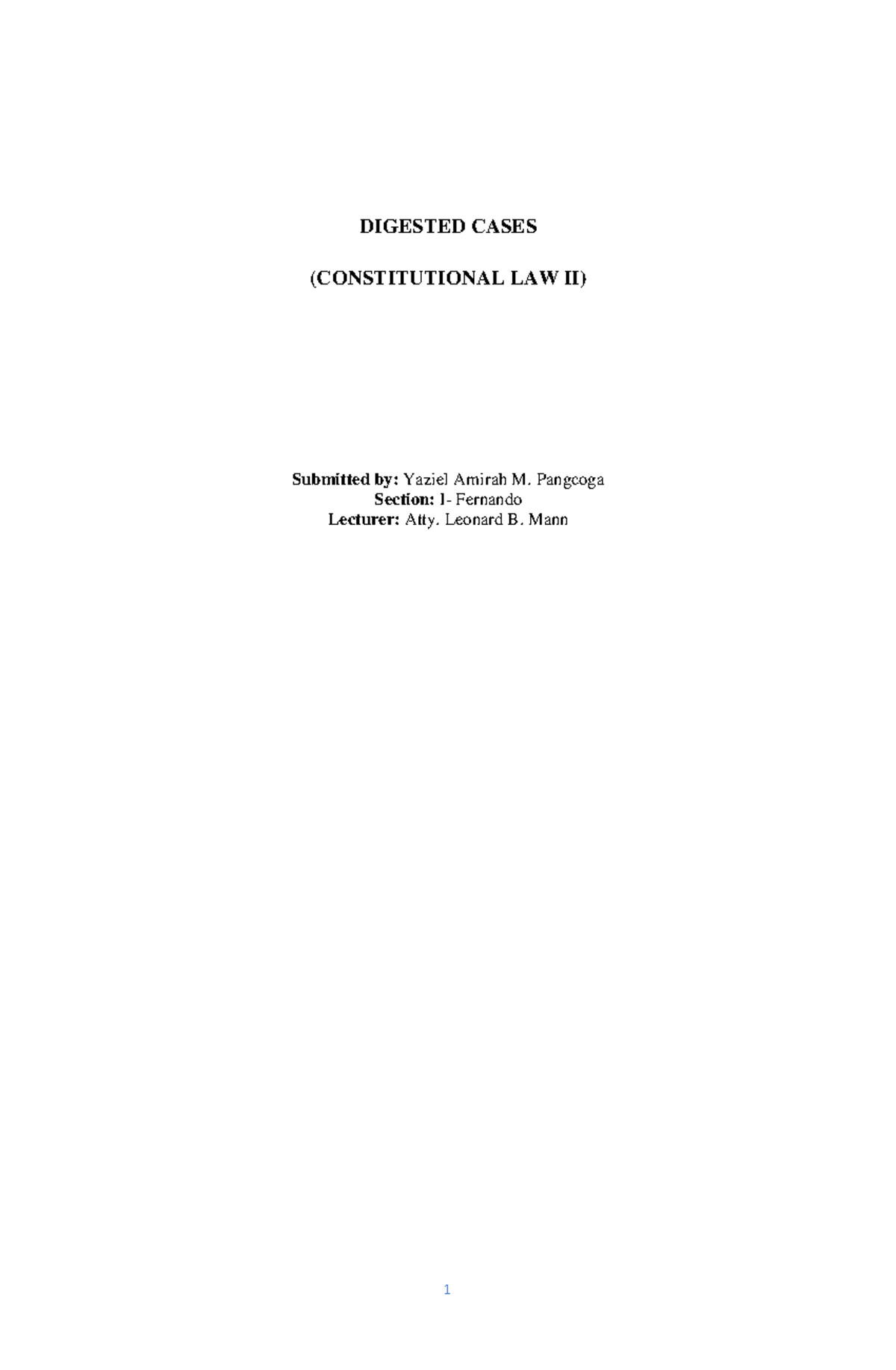 Pangcoga, Yaziel Amirah M. case digest - DIGESTED CASES (CONSTITUTIONAL ...