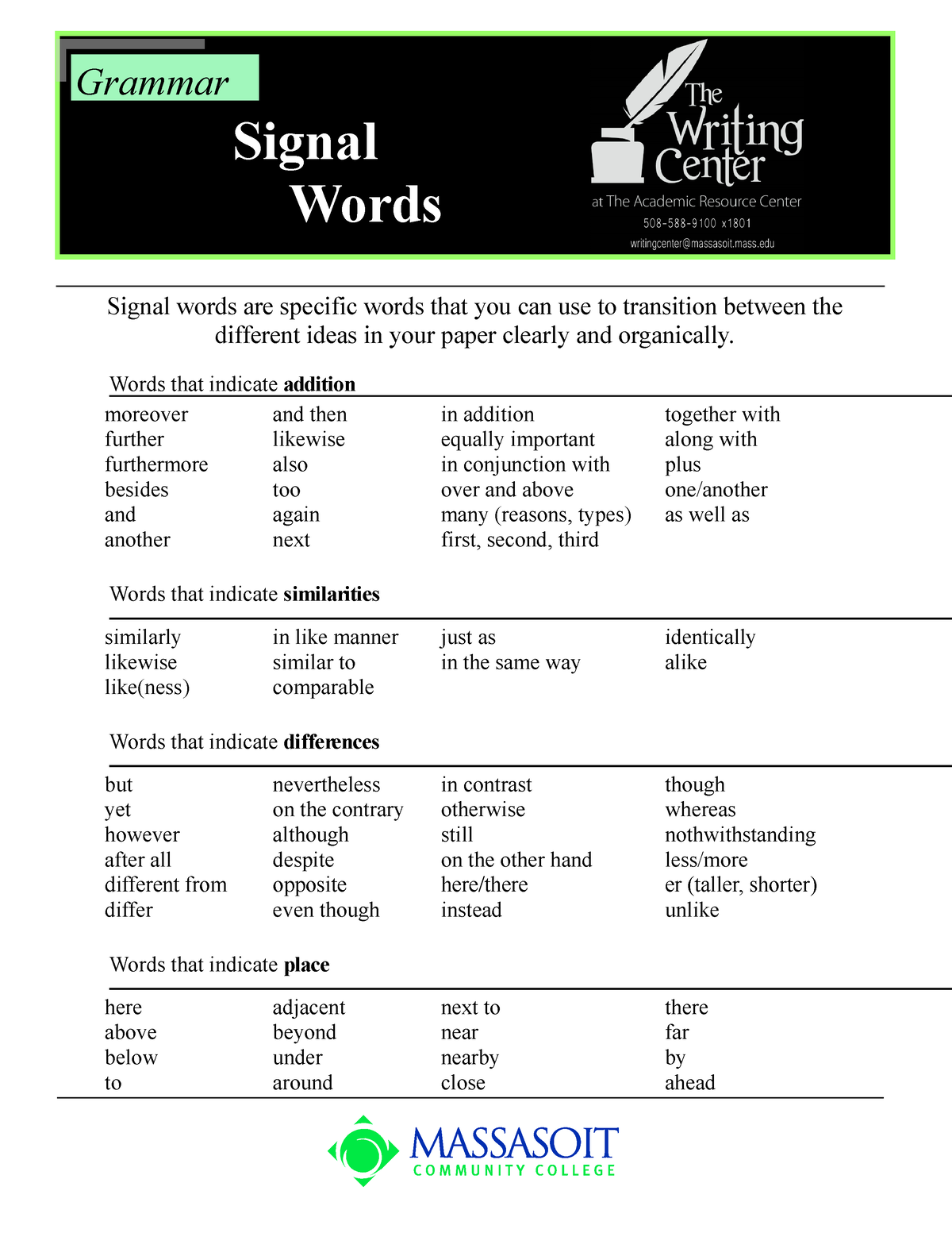 essay about signal words