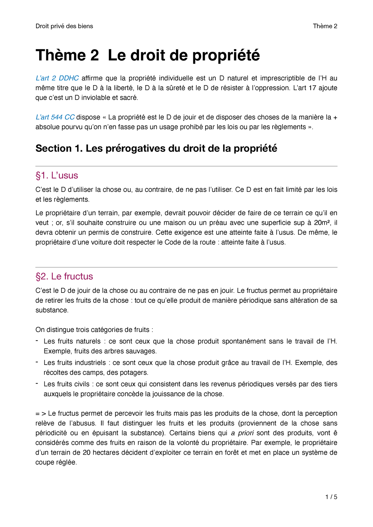 Ci-joint Un Cours De Droit De Troisième Année En PDF - Thème 2 Le Droit ...