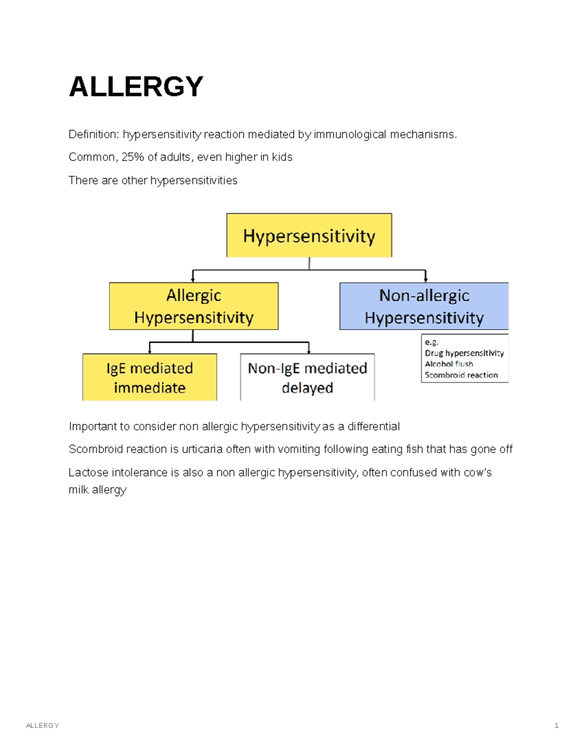 Allergy in paediatrics ALLERGY Definition hypersensitivity reaction