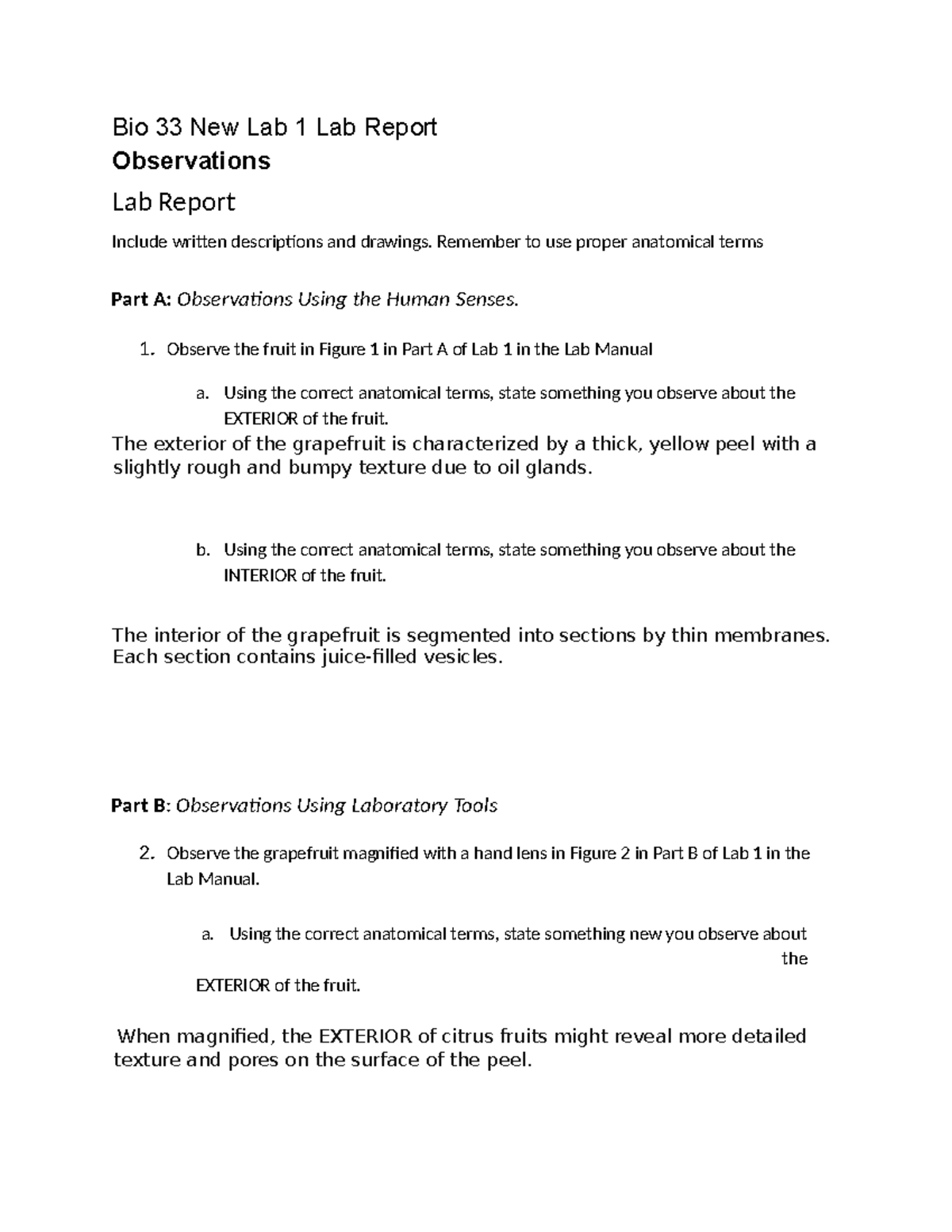 Lab 1 done - Completed assignment - Bio 33 New Lab 1 Lab Report ...