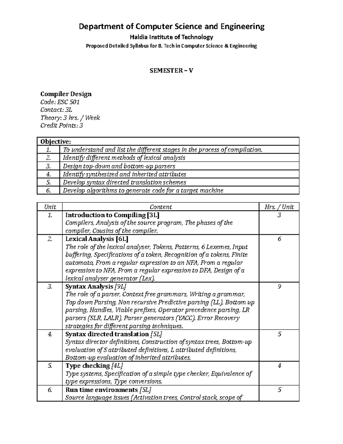 B. Tech Detailed Proposed Syllabus 3rd Year - Haldia Institute Of ...