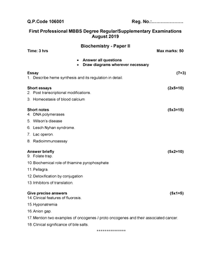 106001 QUESTION PAPER ANATOMY 2017 Q.P 106001 Reg. No