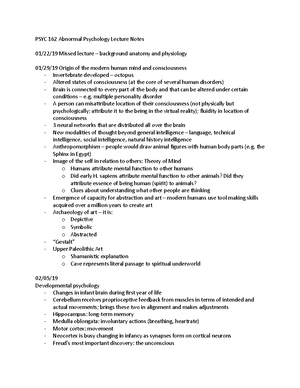 Abnormal Psychology Midterm Review - Abnormal Psychology Midterm Review ...