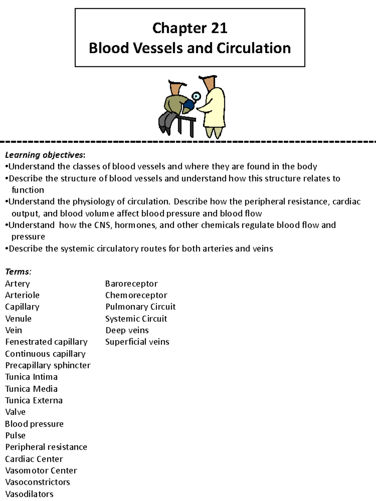 Ch 21 Lecture Note Pages WLC F22 - Chapter 21 Blood Vessels and ...