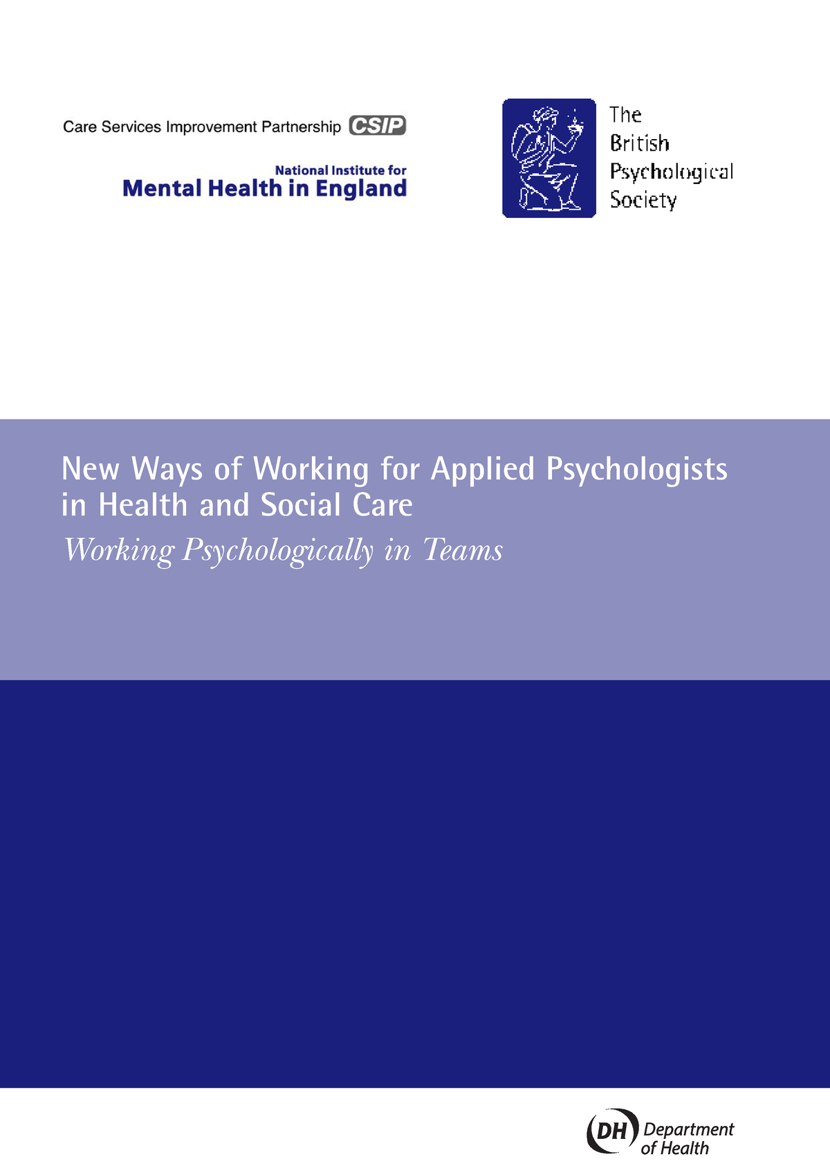 Bps - Key Reading - New Ways Of Working For Applied Psychologists In 