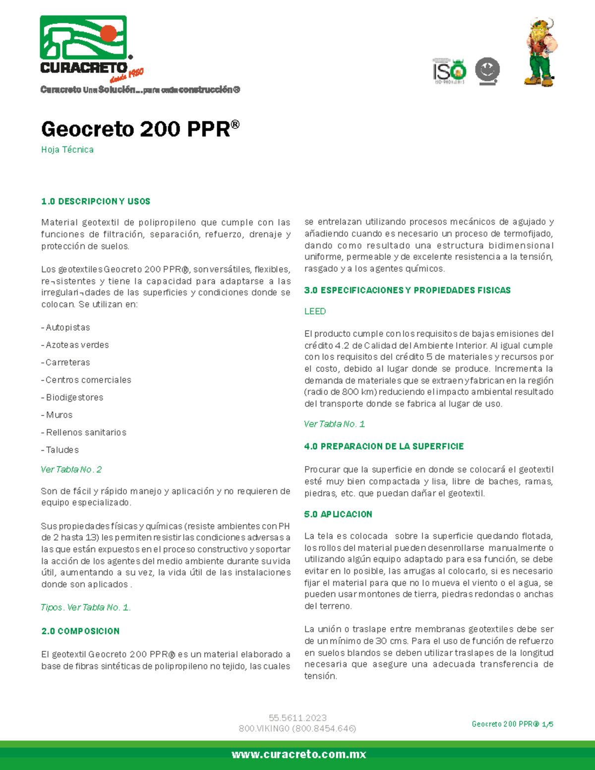 Geocreto 200 ppr - dato - 55. 800 (800.8454) Geocreto 200 PPR ® Hoja