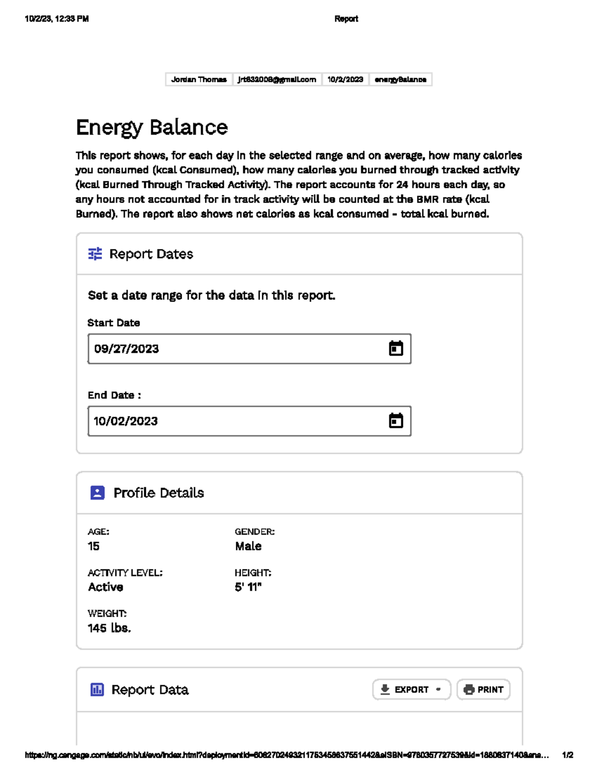 Eeee - nx ifui - 12:33 PM Report Jordan Thomas energyBalance Energy ...