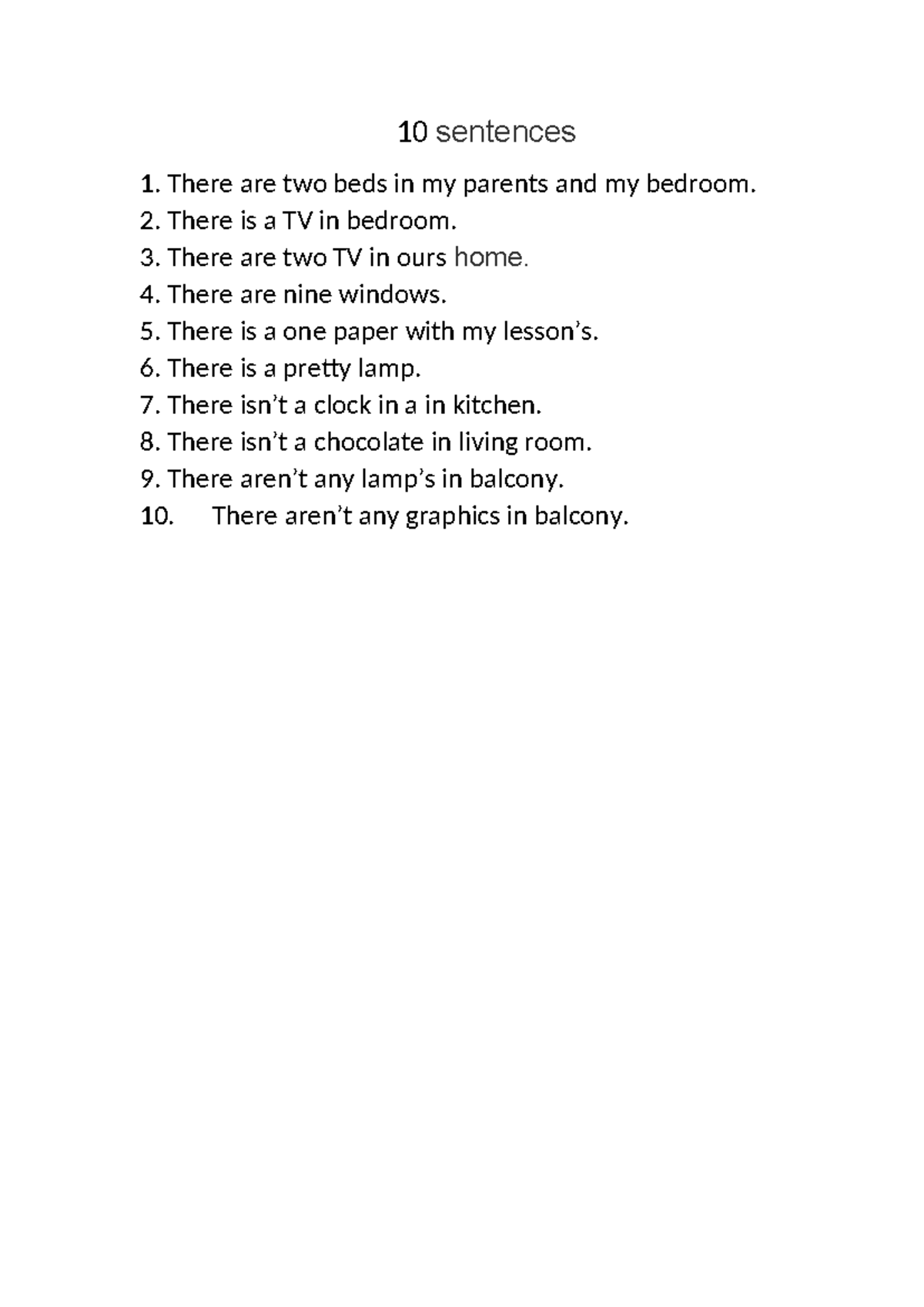 10 sentences - third edition solutions students book - 10 sentences 1 ...