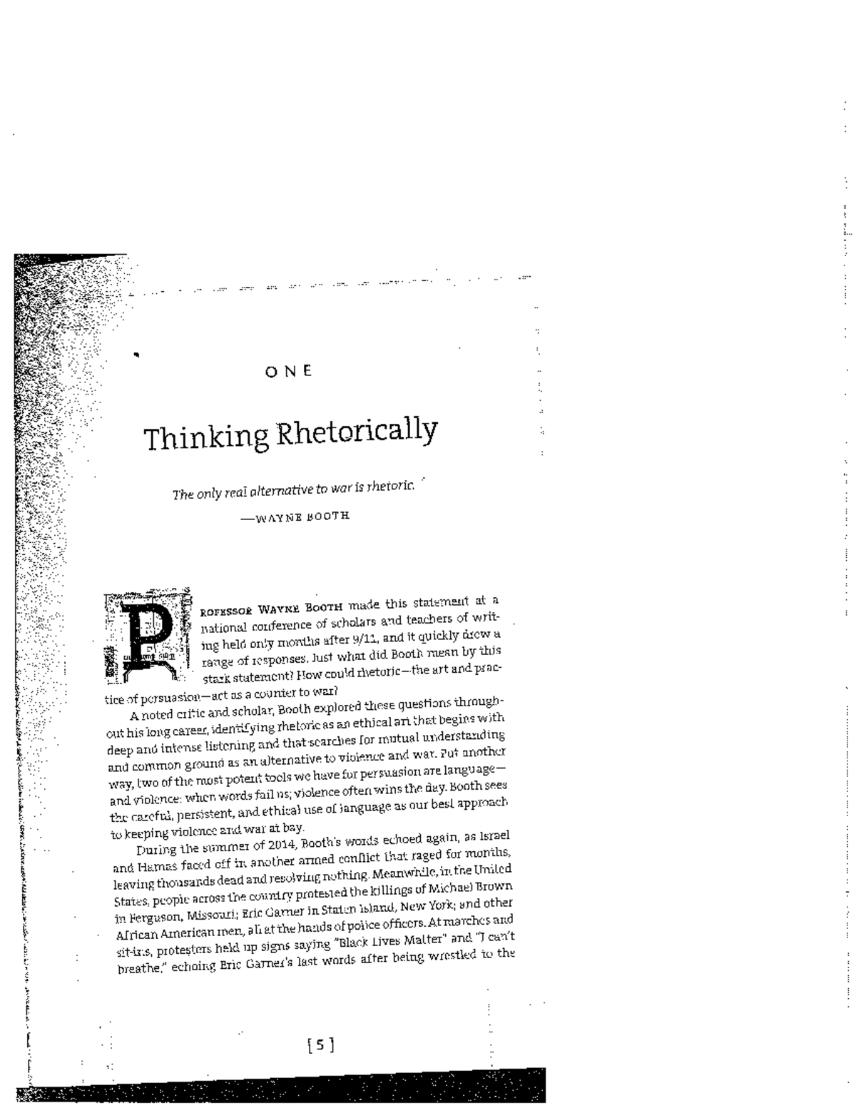 EEA Chapter 1 Thinking Rhetorically - ONE Thinking Rhetorically The ...