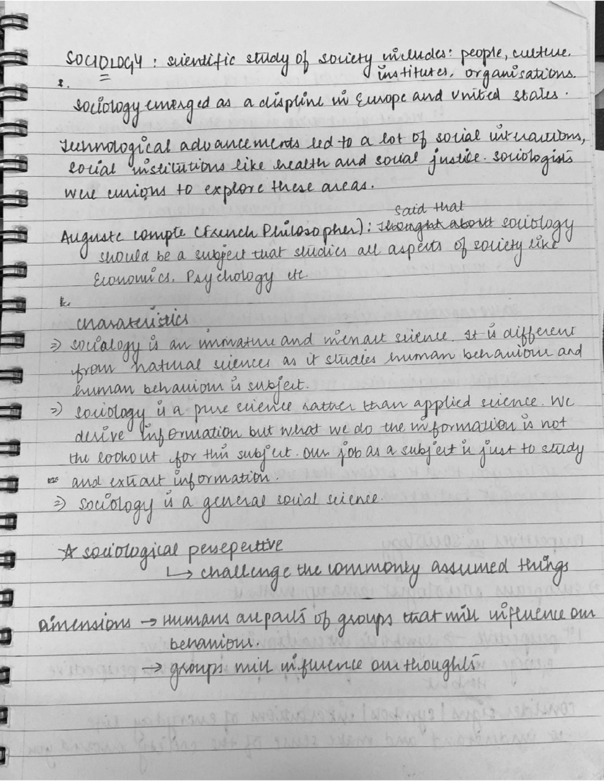 Previous Socio Notes FULL ( Shriya) - SOCIOLOGY : scientific study of ...