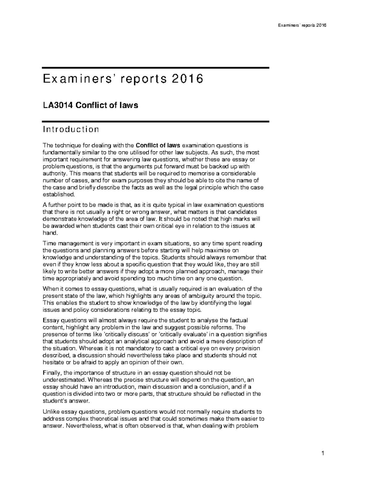 conflict-of-laws-la3014-exam-paper-report-2016-zab-examiners-reports