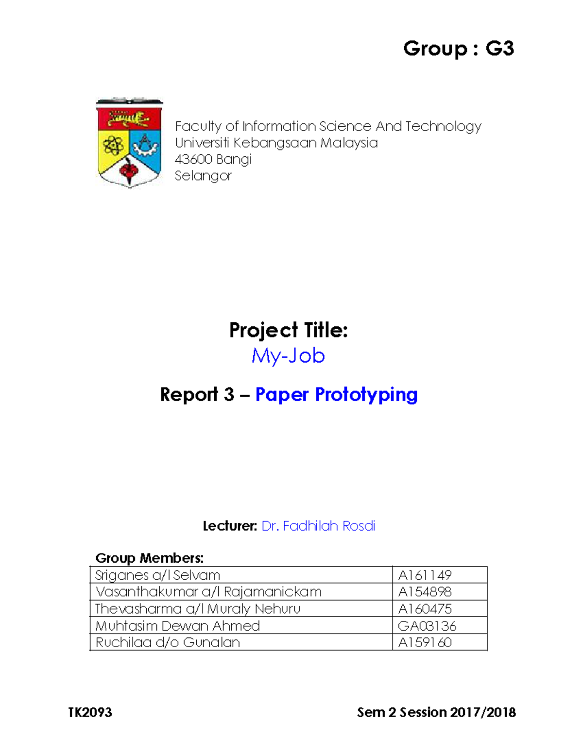 Report 3-G3 FR - Group : G3 Faculty Of Information Science And ...