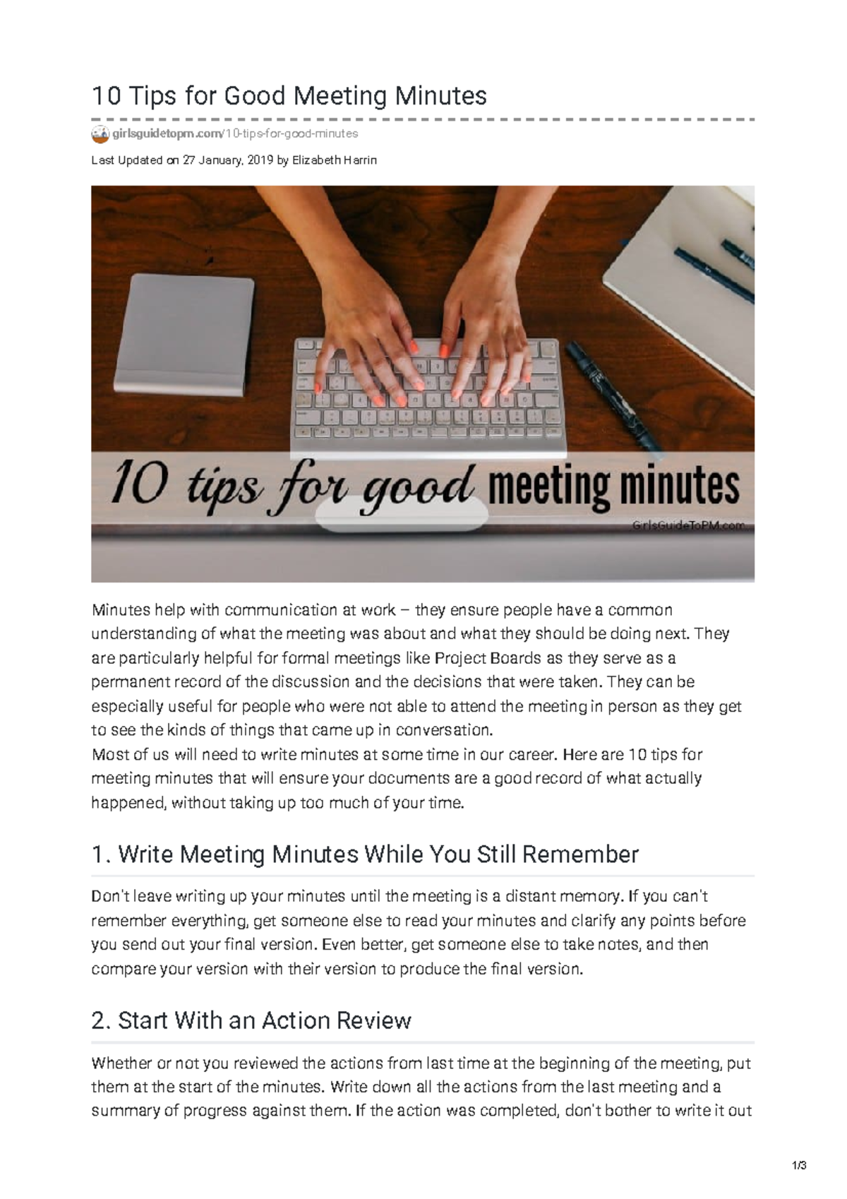 10 Tips for Good Meeting Minutes - Last Updated on 27 January, 2019 by ...